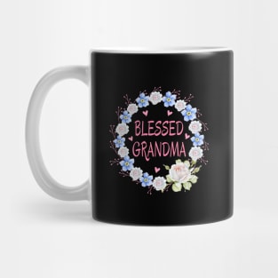 Blessed Grandma With Flower Wreath And Hearts Heartfelt Love Mug